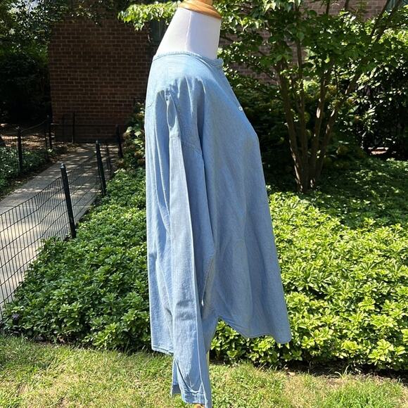 COS Blue Chambray Collarless Shirt - Picture 5 of 7